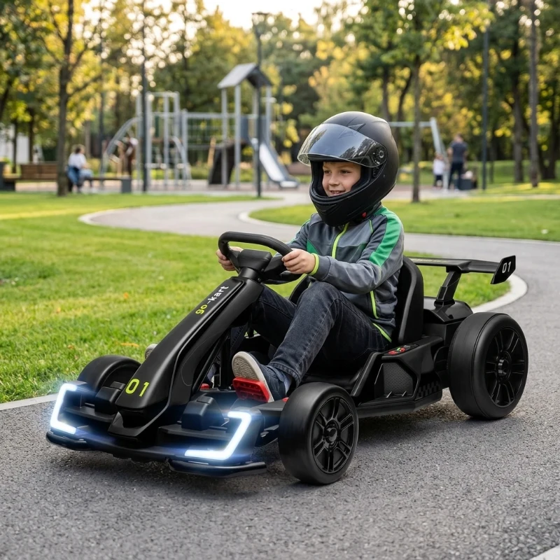 Aosom 24V 7.5 MPH Electric Go Kart with Adjustable Seat, Slow Start, Black