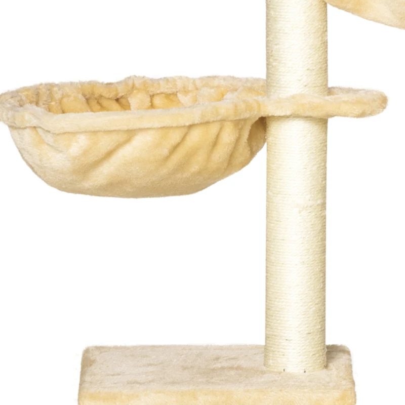 PawHut 39" Deluxe Cat Tree Tower Scratching Post Kitten Condo Activity Center Deep Cream