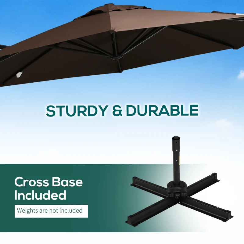 Outsunny 10' Hanging Tilt Offset Cantilever Patio Umbrella with 6-Level Adjustable Angle, Base Stand, UV Fighting Canopy, & 360° Rotation, Coffee