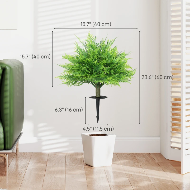 HOMCOM Artificial Boston Ferns UV-Resistant Fake Plants for Indoor Outdoor Decor Set of 2