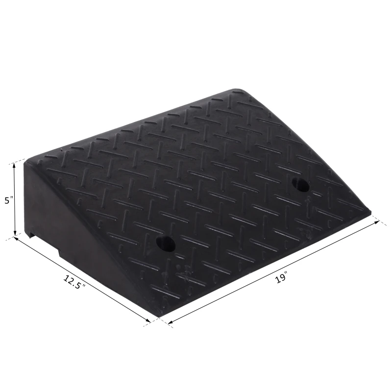 HOMCOM Rubber Curb Ramps Set, 4'' Heavy Duty Driveway Ramps with 33,000lbs Weight Capacity for Low Cars, Motorcycle, 2 Pack, 19" x 12.5" x 5"