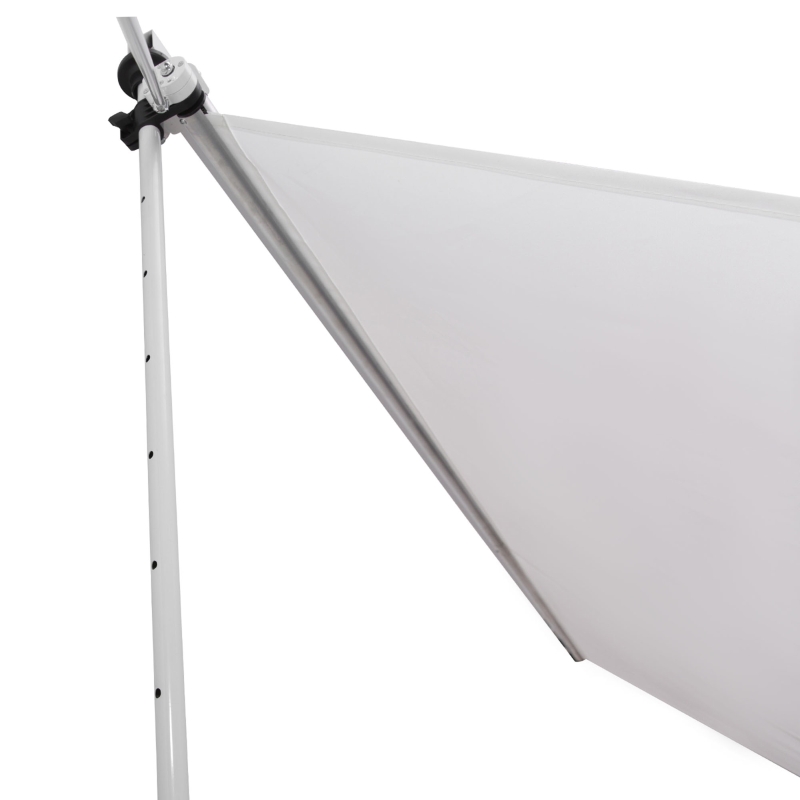 Outsunny 10x5ft Manual Retractable Awning, Patio Sun Shade Canopy Shelter with 5.6-9.2ft Support Pole, Water Resistant UV Protector, for Window, Door, Porch, Deck, White
