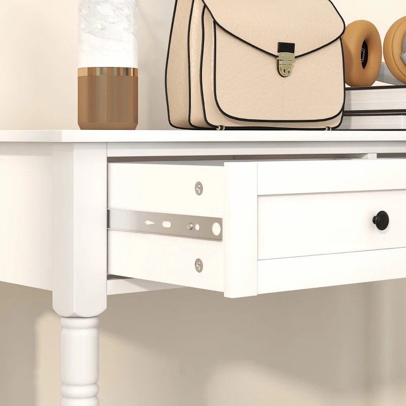 HOMCOM Hallway Console Table, Modern Entryway Table with 2 Drawers, Storage Shelf, Turned Legs for Living Room, Bedroom, White