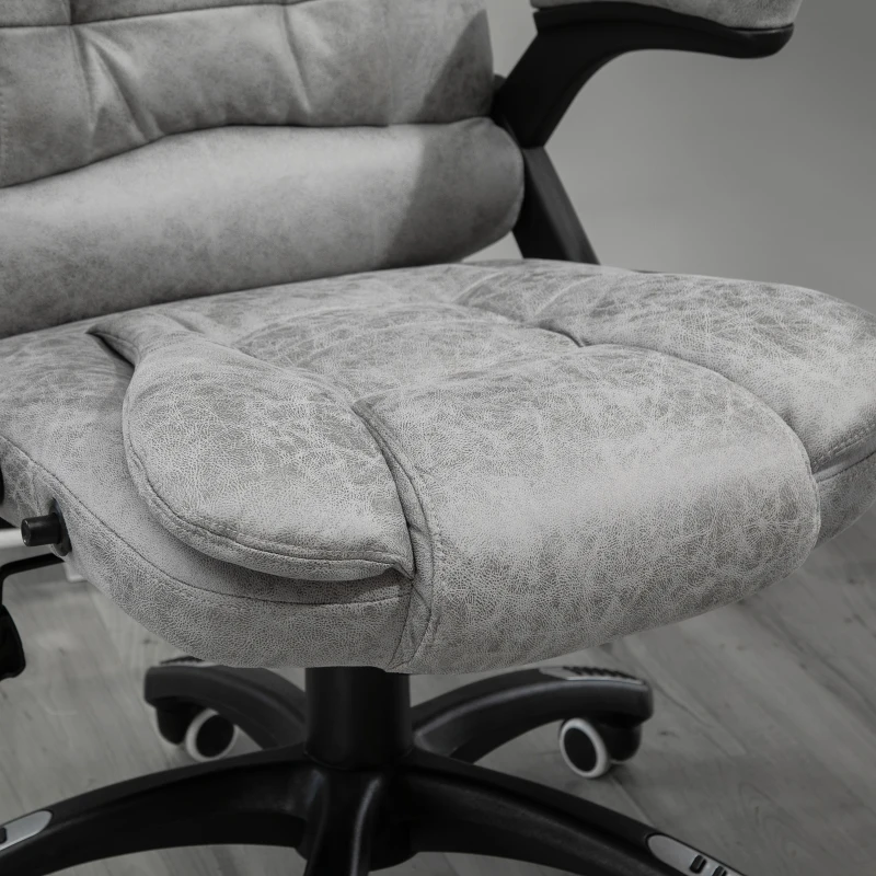 Vinsetto 6 Point Vibration Massage Office Chair with Heat, High Back Executive Office Chair with Padded Armrests, Microfiber Reclining Computer Chair, Gray