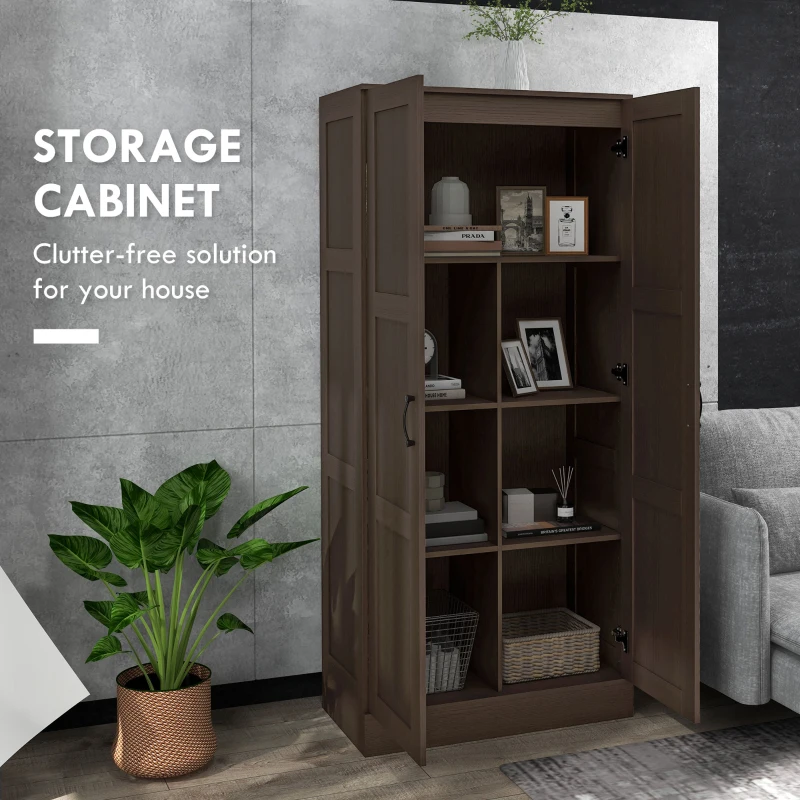 HOMCOM Storage Cabinet w/ Storage Shelves, Pantry Cabinet, Coffee