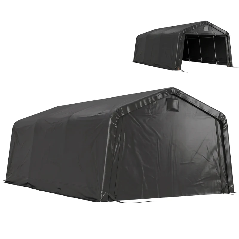 Outsunny 12' x 20' Portable Garage, Heavy Duty Carport Canopy with Ventilation Windows and Large Roll-up Door, Black
