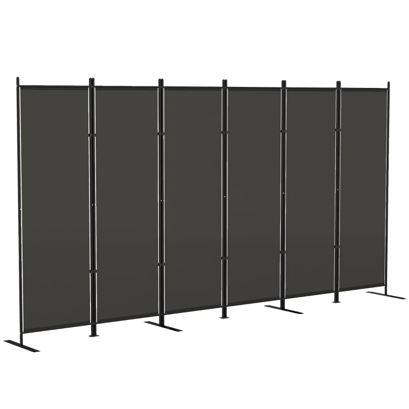HOMCOM 6 Panel Room Divider, 6 Ft Folding Privacy Screen, Portable Freestanding Partition Wall Divider, Charcoal Grey