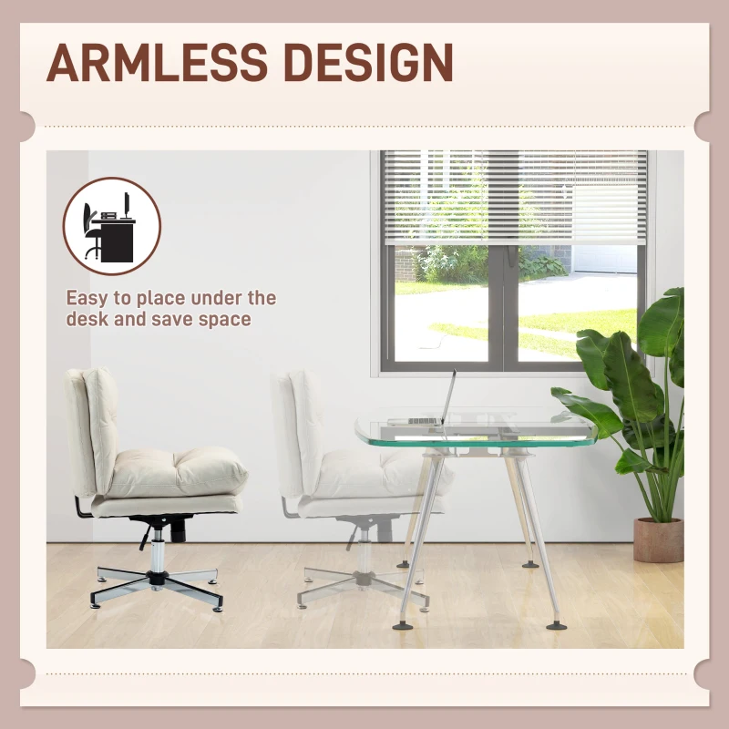 HOMCOM Armless Office Chair, Criss Cross Chair with Adjustable Height & Tilt Function for Home Office, Study, Light Grey