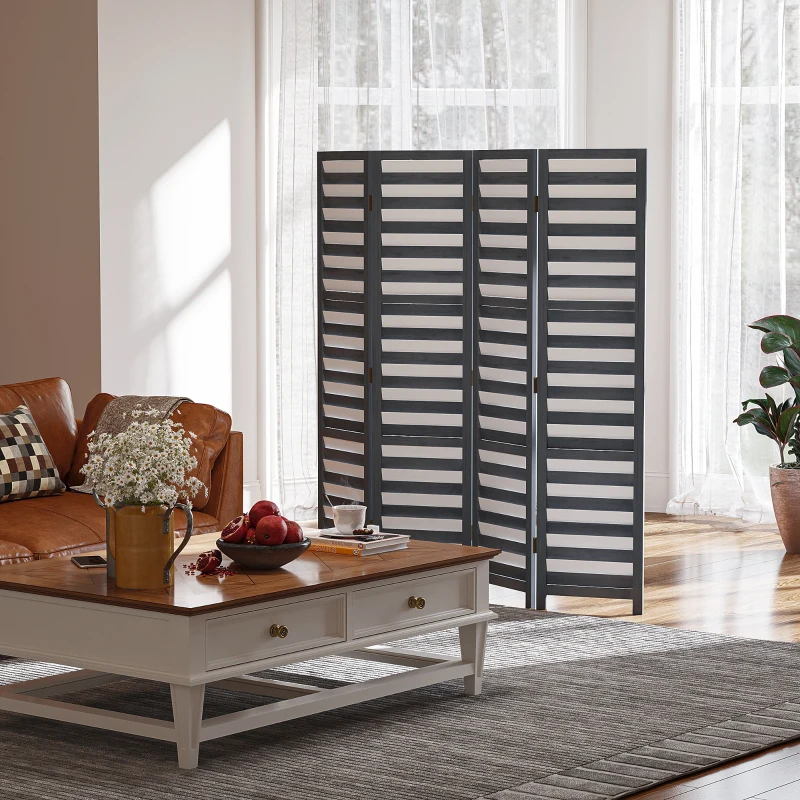 HOMCOM Screen Divider Room Divider Screen with Foldable Design for Indoor Bedroom Office 5.6' White Grey