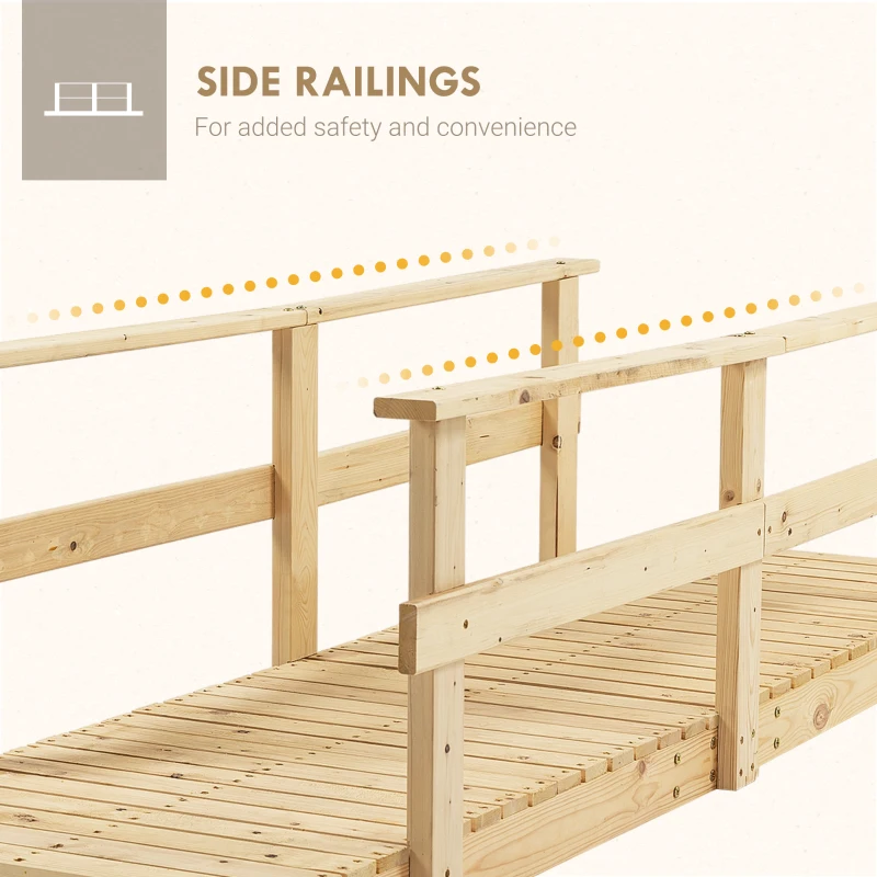 Outsunny 7' Garden Bridge Wooden Footbridge for Backyard Ponds, Creeks, Streams, Natural