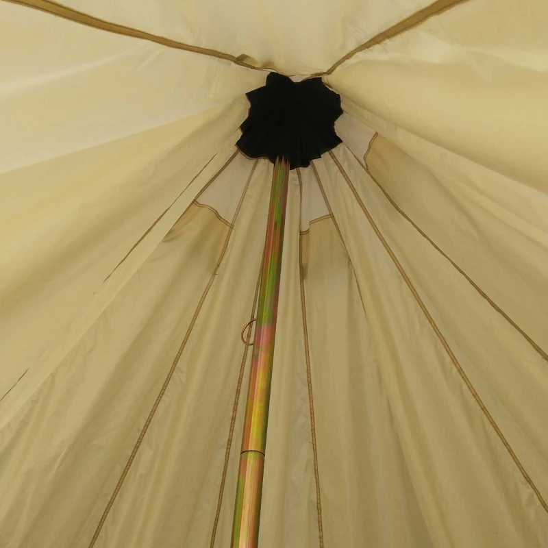 Outsunny 16.4' Large Family Teepee Tent Canvas Bell Tent Camp Shelter for Camping Hunting Beige