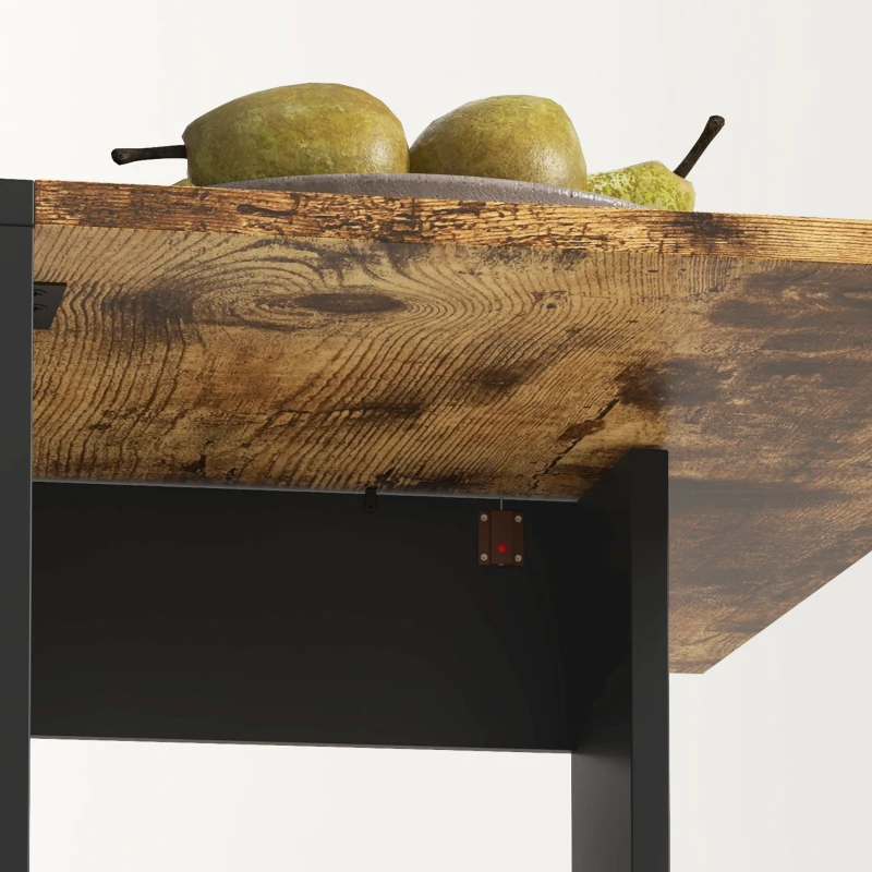 HOMCOM Drop Leaf Dining Table Wood Folding Table Multi-Use Side Table Dining Desk Space Saving Table, Rustic Brown and Black