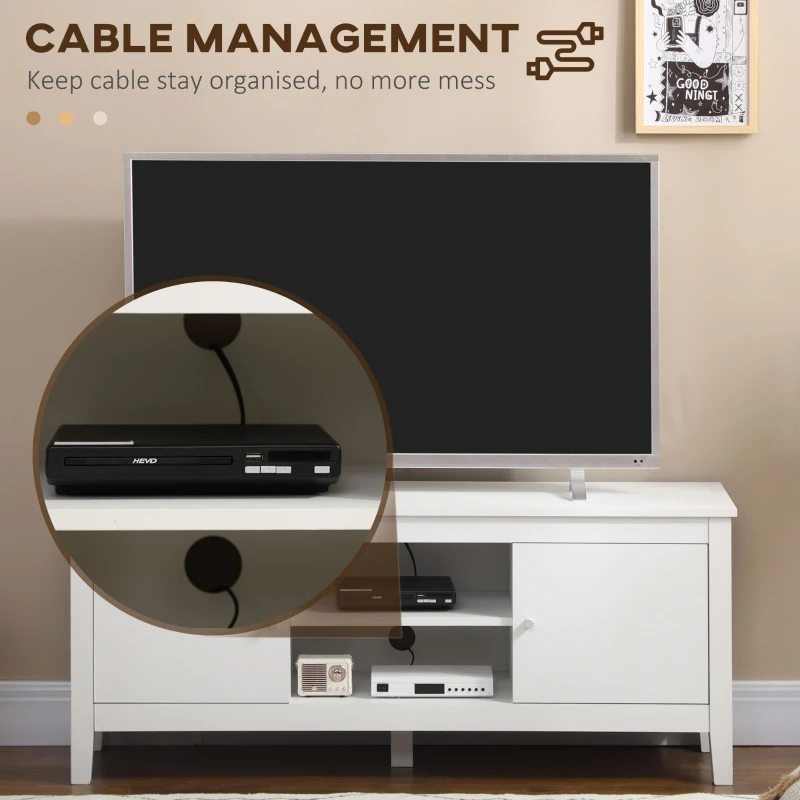 HOMCOM Modern TV Stand for TVs up to 55", TV Bench with Storage Cupboards and Shelves, 47.2" x 16.7" x 19.7", White(m-5)