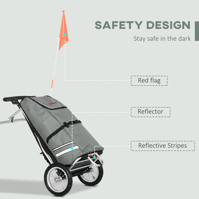Soozier Bike Trailer, Bicycle Cargo Trailer with 12" Wheels, Reflective Strips, Outdoor Wagon Carrier with Aluminum Frame
