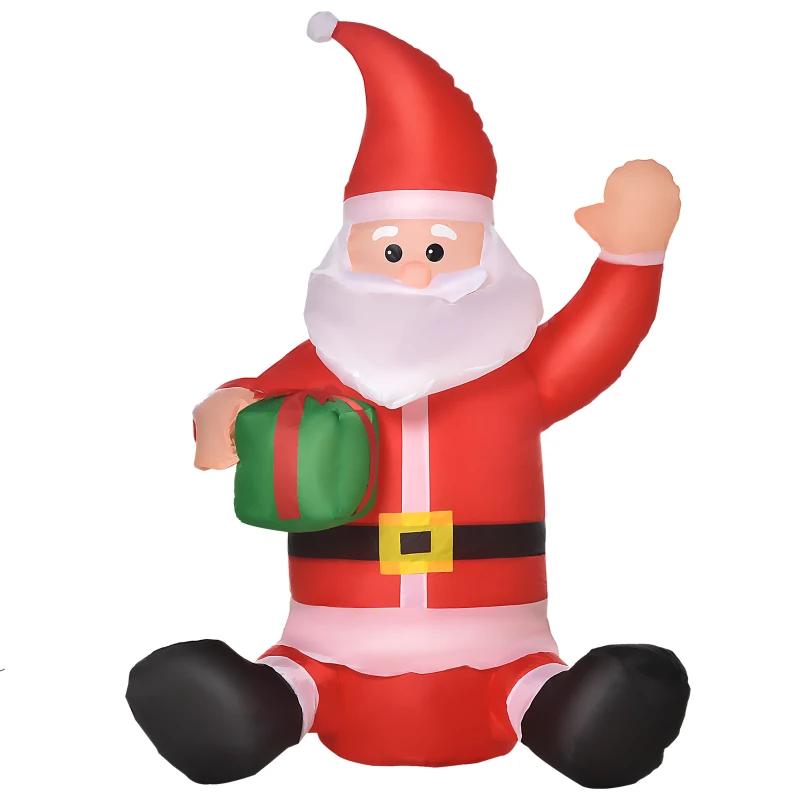 HOMCOM 3.9ft Outdoor Christmas Lighted Inflatable Santa Claus with Gift Box