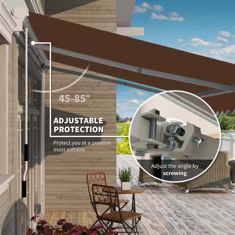 Outsunny 13' x 8' Retractable Awning, Patio Awnings, Sunshade Shelter w/ Manual Crank Handle