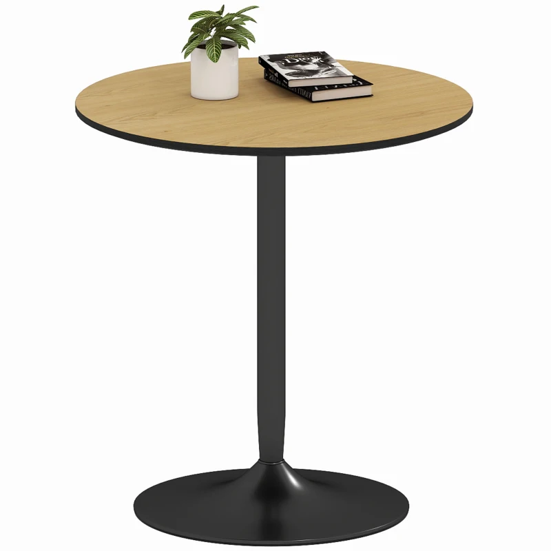 HOMCOM 27.6" Round Kitchen Table for 2, Modern Small Dining Table with Wood Veneer, Steel Base for Dining Room, Natural