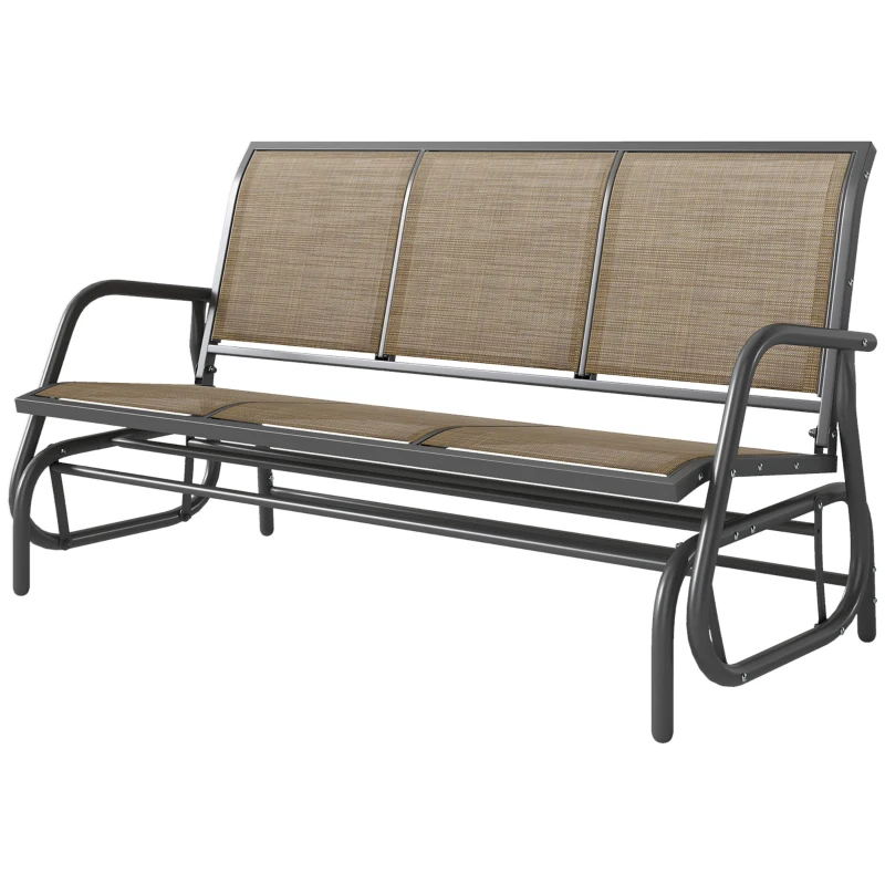 Outsunny 3-Seat Outdoor Glider Chair, Patio Rocking Chair, Steel Frame, Sling Fabric Seat for Garden, Backyard, Lawn, Brown