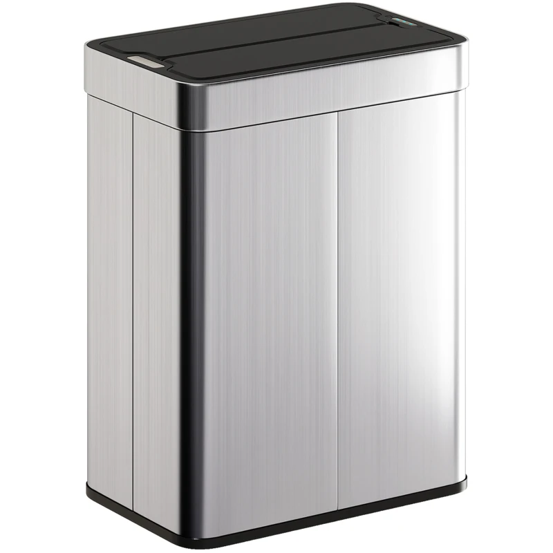 HOMCOM 13.2 Gallon (50 L) Sensor Can, Garbage Can with Soft-Close Butterfly Lid, Fingerprint-Proof Stainless Steel, Silver
