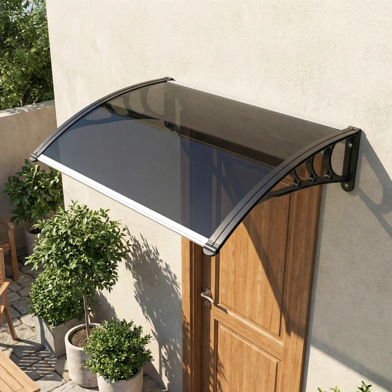 Outsunny Window Awning Door Canopy, 29.9" x 39.4" Polycarbonate Cover, Front Door Patio Canopy with Solid Panel, Transparent