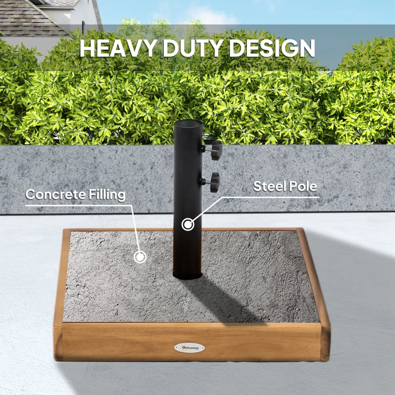 Outsunny Patio Umbrella Base, 42 lbs. Concrete Heavy Duty Umbrella Base for 1.25/1.5" Poles, Teak