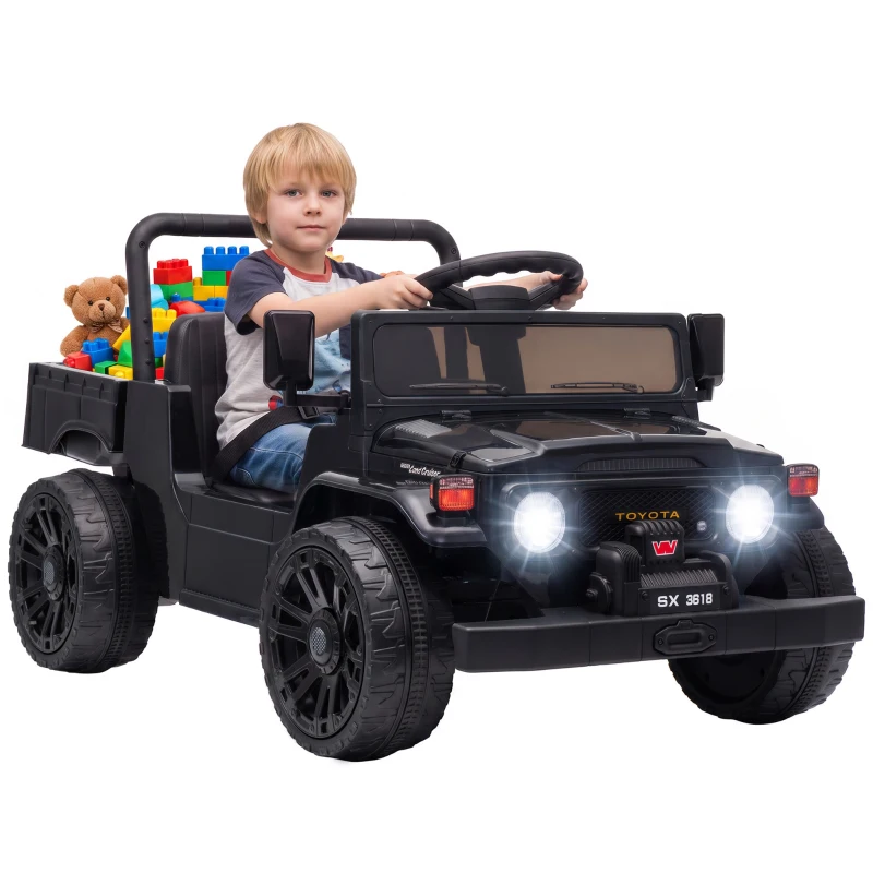 Qaba Licensed Toyota Pickup Ride on Truck, 24V Kids Electric Car with Dual Motors, Up to 3.7MPH for Kids 3-8 Years Black