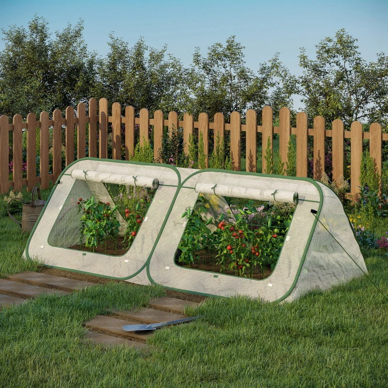 Outsunny Pop Up Greenhouse Mini Warm House Sunshine Room with Roll-Up Doors and Portable Zipper Bag for Plants Outdoor, 95" x 47" x 30"