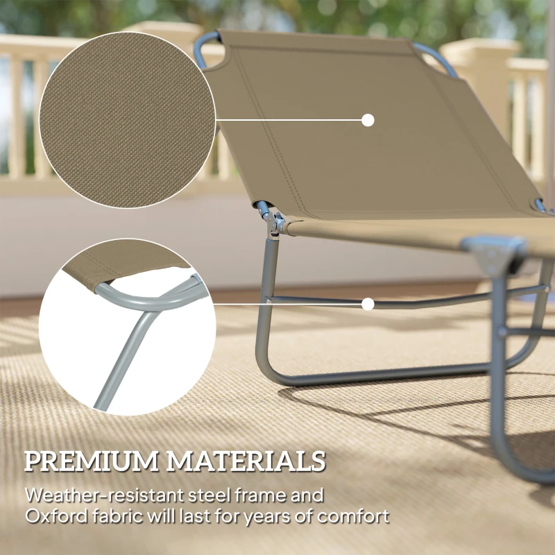 Outsunny Folding Outdoor Lounge Chair Reclining Tanning Chair with Breathable Mesh Fabric for Patio Garden Pool, Brown