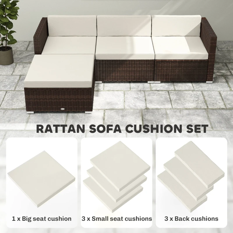 Outsunny Patio Furniture Cushions Water-Repellent Outdoor Loveseat Cushion Removable Covers 23.6" x23.6", Cream