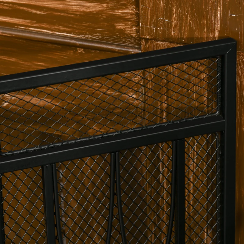 HOMCOM 3-Panel Folding Fireplace Screen, Metal Mesh Fire Spark Guard for Wood Burning, 49.5" x 31.5", Black