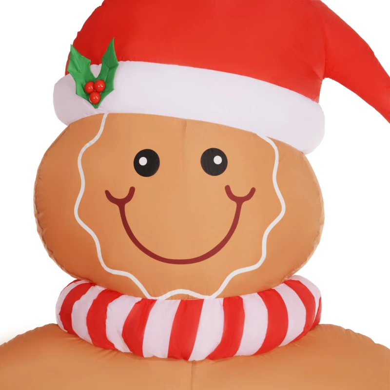 Outsunny 9.2' Inflatable Gingerbread Man Arch w/ White LED Lights, Blow-Up Outdoor Display for Party