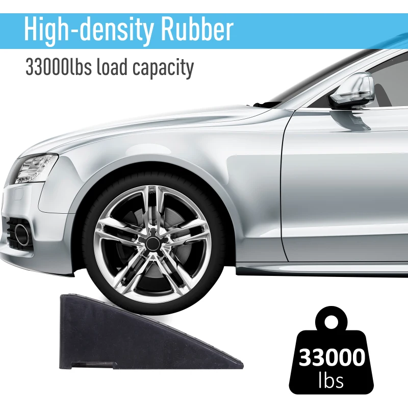 HOMCOM Rubber Curb Ramps Set, 4'' Heavy Duty Driveway Ramps with 33,000lbs Weight Capacity for Low Cars, Motorcycle, 2 Pack, 19" x 12.5" x 5"