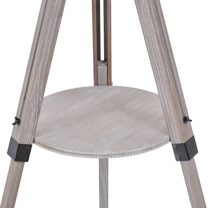 HOMCOM Multifunctional Floor Lamp with Shelf Height Adjustable Standing Lamp, Wood, and Beige
