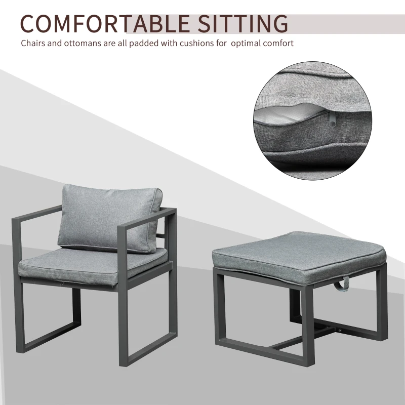 Outsunny 9 Piece Outdoor Patio Dining Set Furniture Set with 4 Chairs, 4 Ottomans, & Glass Table with Cushions & Aluminum Frame