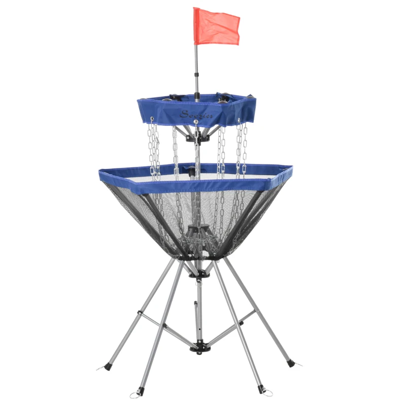 Soozier Portable Disc Golf Basket Target with 12-Chain, Easy Carry Bag, Dark Blue