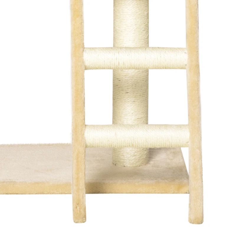 PawHut 39" Deluxe Cat Tree Tower Scratching Post Kitten Condo Activity Center Deep Cream
