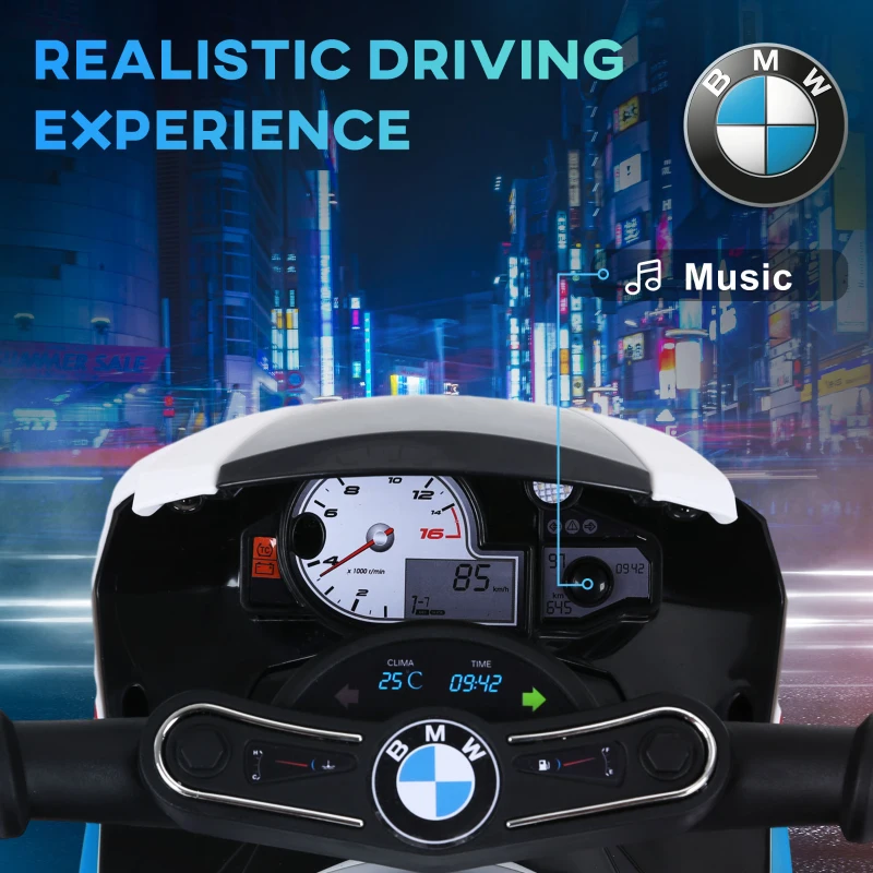 Aosom 6V 3 Wheeled Electric Motorcycle, Kids Motorcycle Licensed BMW with Headlight, Music, Blue
