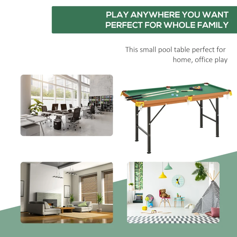 Soozier 55'' Portable Folding Billiards Table Game Pool Table for Whole Family Number Use With Cues, Ball, Rack, Green