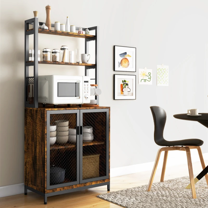 HOMCOM Industrial Baker's Rack Multi-tier Microwave Stand, Rustic Brown
