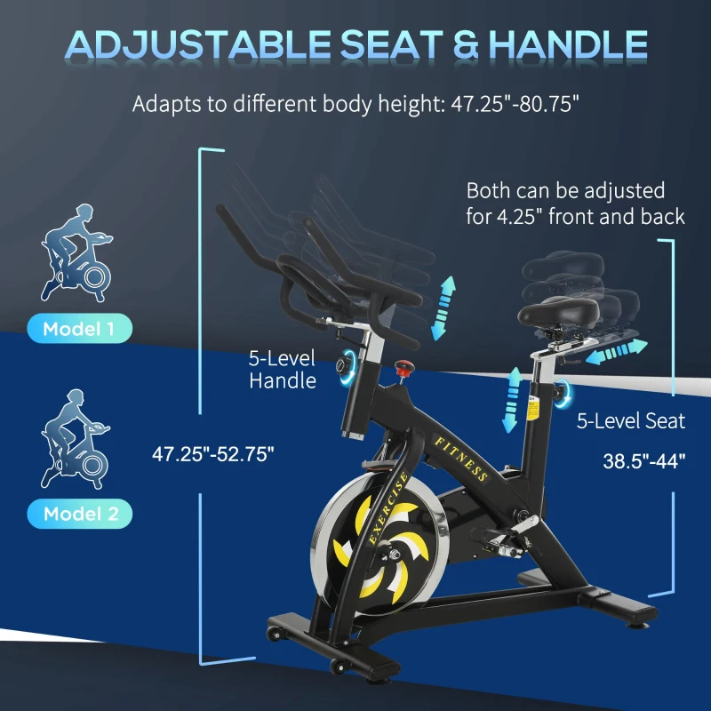 Soozier Stationary Fitness Exercise Bike with 40lbs Flywheel Cycling Cardio Workout  Belt Drive Racing Machine with Adjustable Resistance for Home Gym