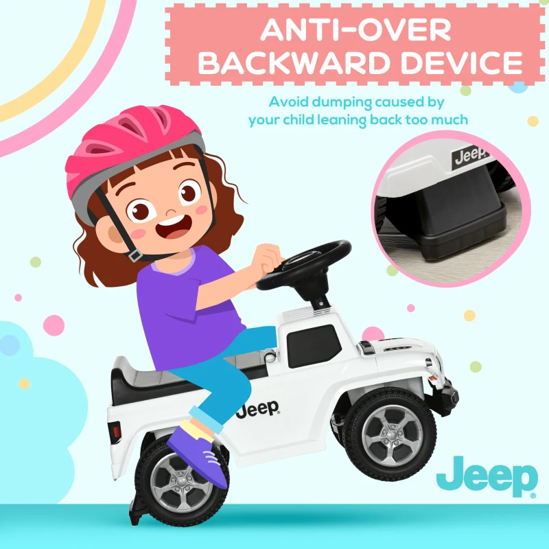 Aosom Kids Ride on Push Car, with Engine Sounds & Under-Seat Storage, Foot-to-Floor Ride on Sliding Car with Horn, White
