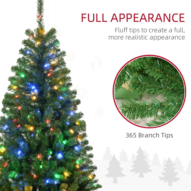 HOMCOM 5' Artificial Prelit Christmas Trees with Warm White or Colorful LED Lights, Auto Open