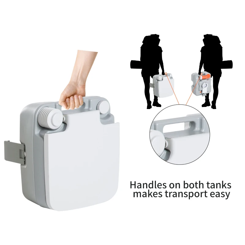 HOMCOM Outdoor Portable Travel Toilet Flushable Tank with Level Indicator  3 Way Pistol for Camping Boating Roadtripping 5.3 Gallon (20L)