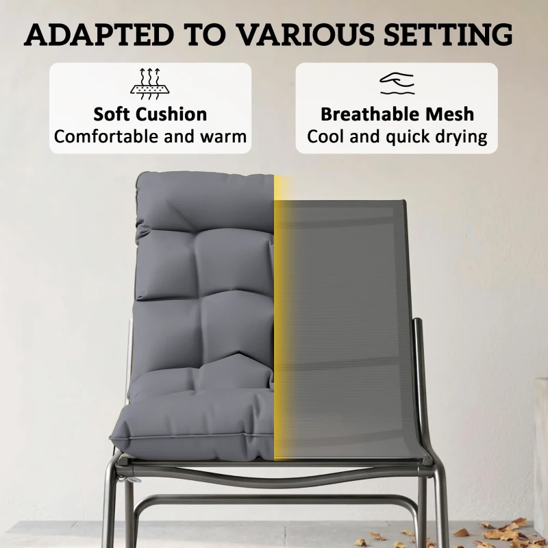 Outsunny Outdoor Rocking Chair, Oversized Rocking Patio Chair with 25" Extra Wide Mesh Seat and Cushion, Dark Grey
