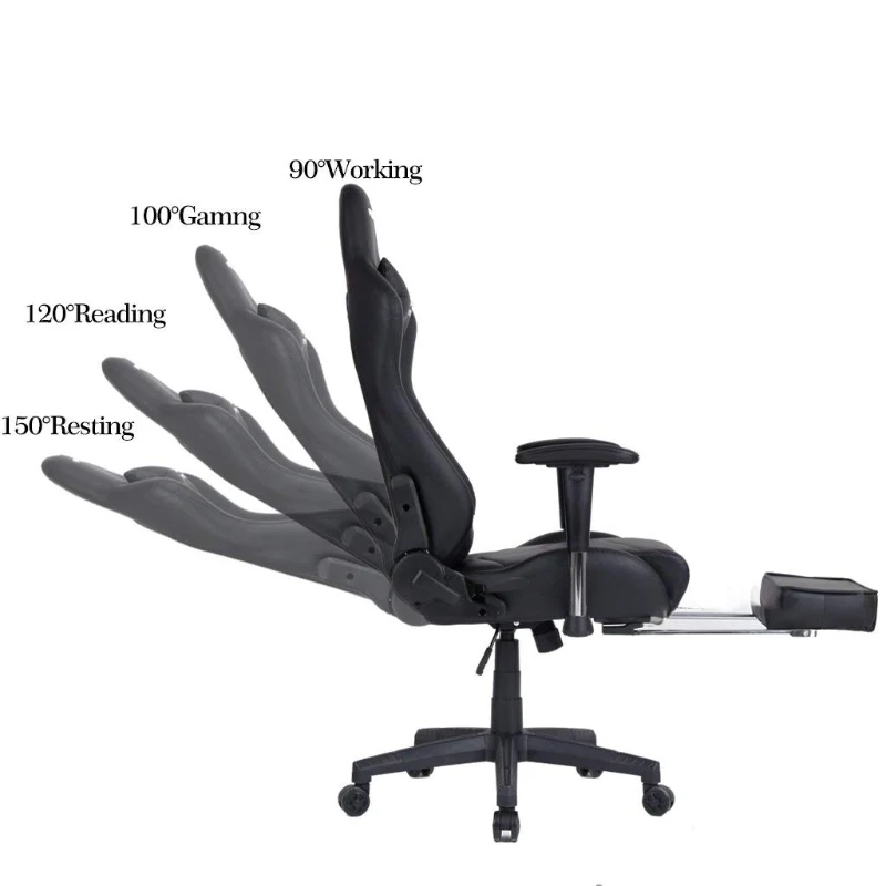 Ficmax Ergonomic  Racing Style Gaming Chair  High-Back Computer  PC Swivel  Seat with Massage Lumbar  Support and Headrest Pillow -Black