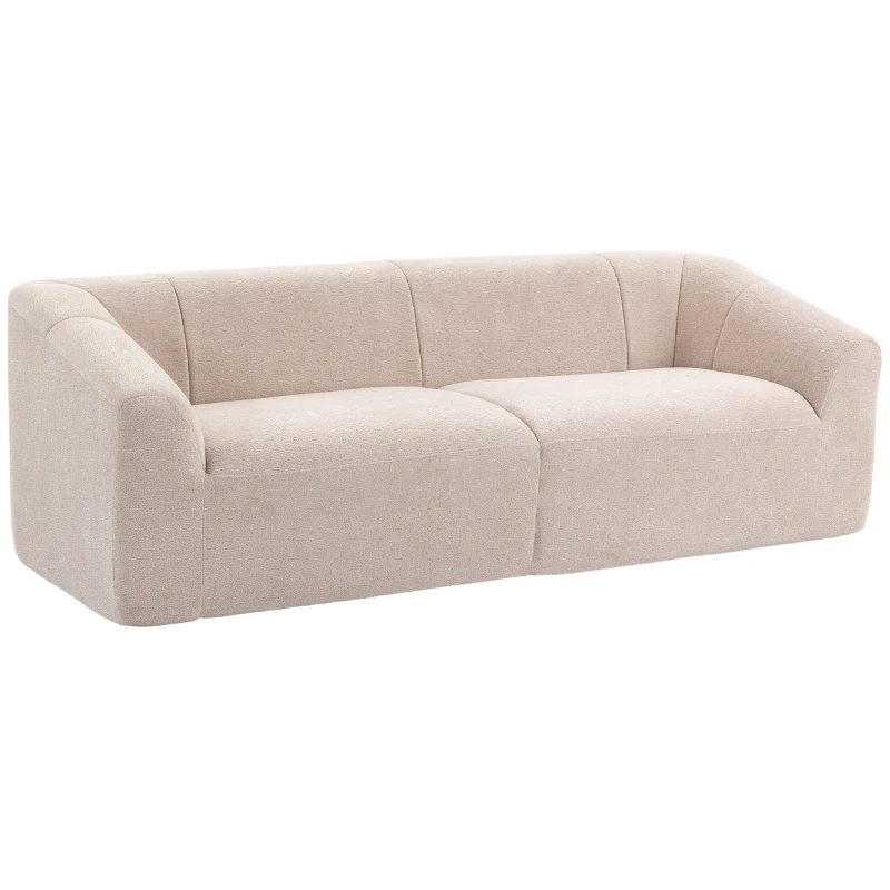 HOMCOM 3 Seater Sofa, Chenille Boneless Cloud Couch with Spring Cushion, Wide and Deep Seat, Beige