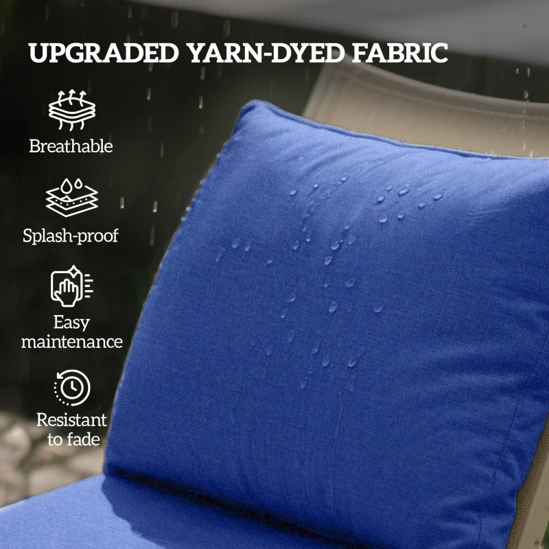 Outsunny Patio Chair Cushions Set of 4 with Seat & Backrest, Fade Resistant Seat Replacement Cushion Set, Navy Blue