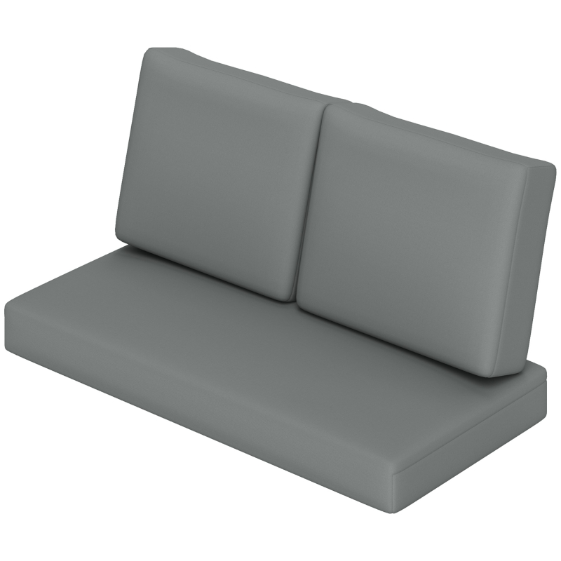 Outsunny 2 Seater 5" Thick Outdoor Seat Cushions with 7" Backrest, Loveseat Outdoor Furniture Cushions, Fade-Resistant Replacement Patio Cushions for Indoor Outdoor, Light Grey