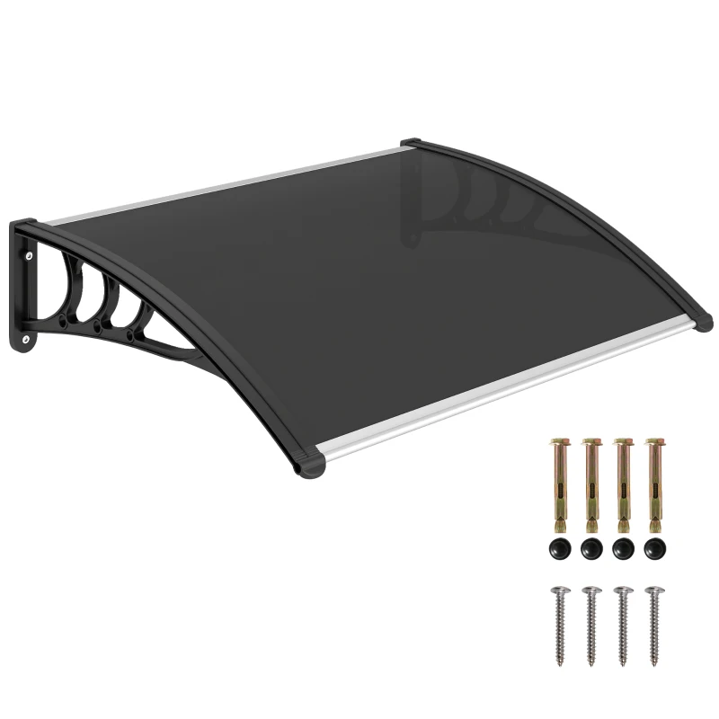 Outsunny Window Awning Door Canopy, 29.9" x 39.4" Polycarbonate Cover, Front Door Patio Canopy with Solid Panel, Transparent
