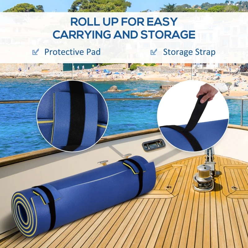 HOMCOM 10' x 5' Roll-Up Pool Float Pad for Lakes, Oceans, & Pools, Water Mat for Playing, Relaxing & Recreation, Blue